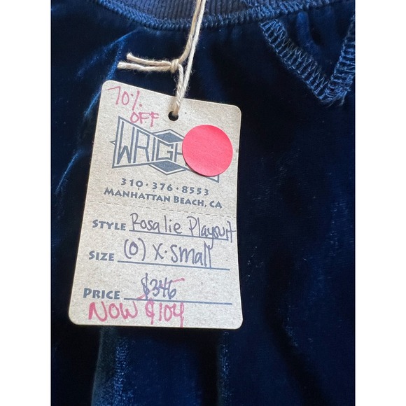 Flannel Wright Velvet Romper‎ Playsuit Blue Ruffle Trim XS Petite Designer - Picture 4 of 6